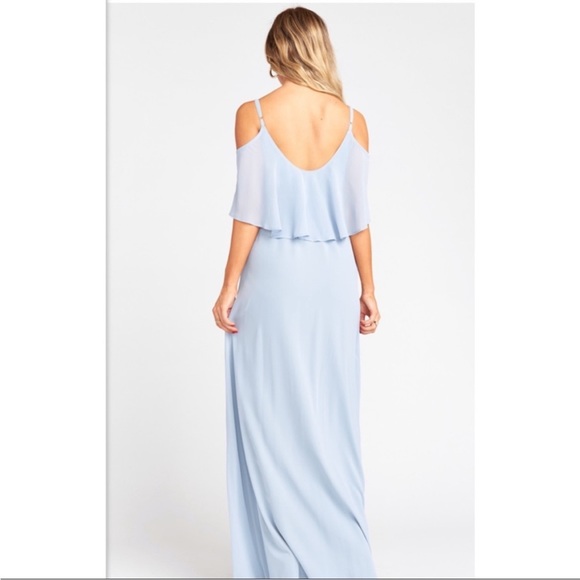 Show Me Your MuMu NWT Caitlyn Maxi Ruffle Dress Steel Blue Size Small Brand New - Picture 5 of 7